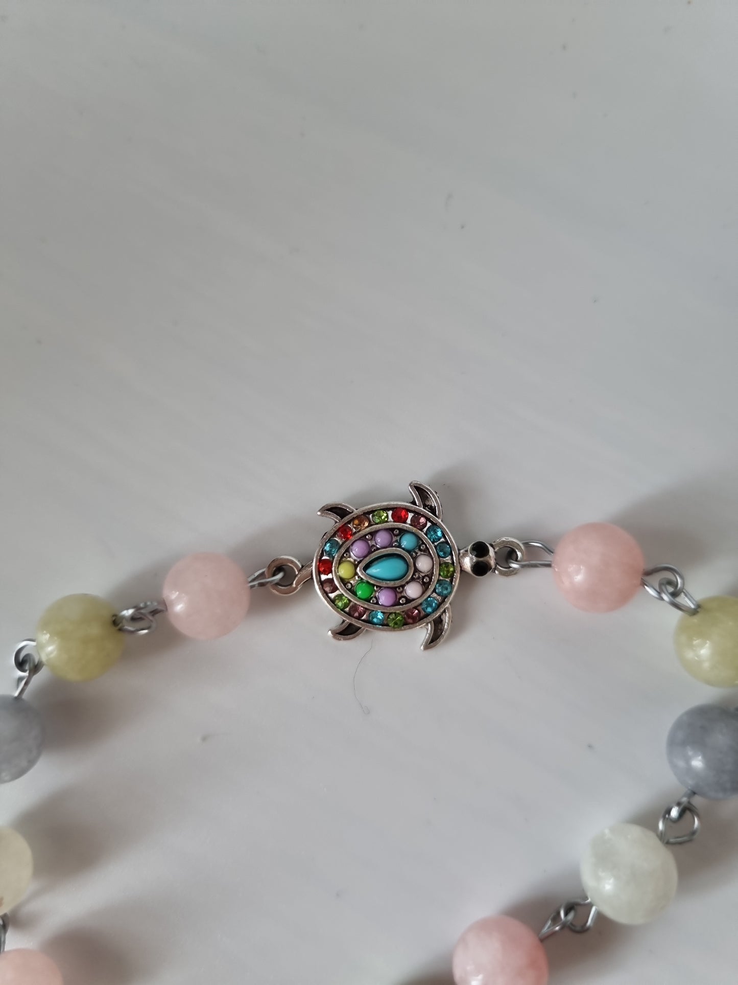 Handmade natural gemstone morganite with turtle silver color