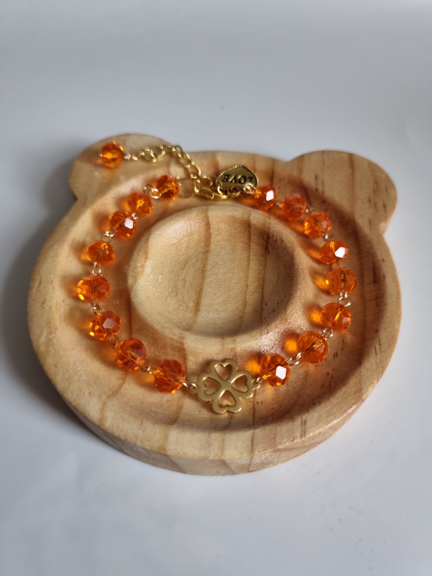 Handmade bracelets from glass beads crystal faceted beautiful color orange bracelet