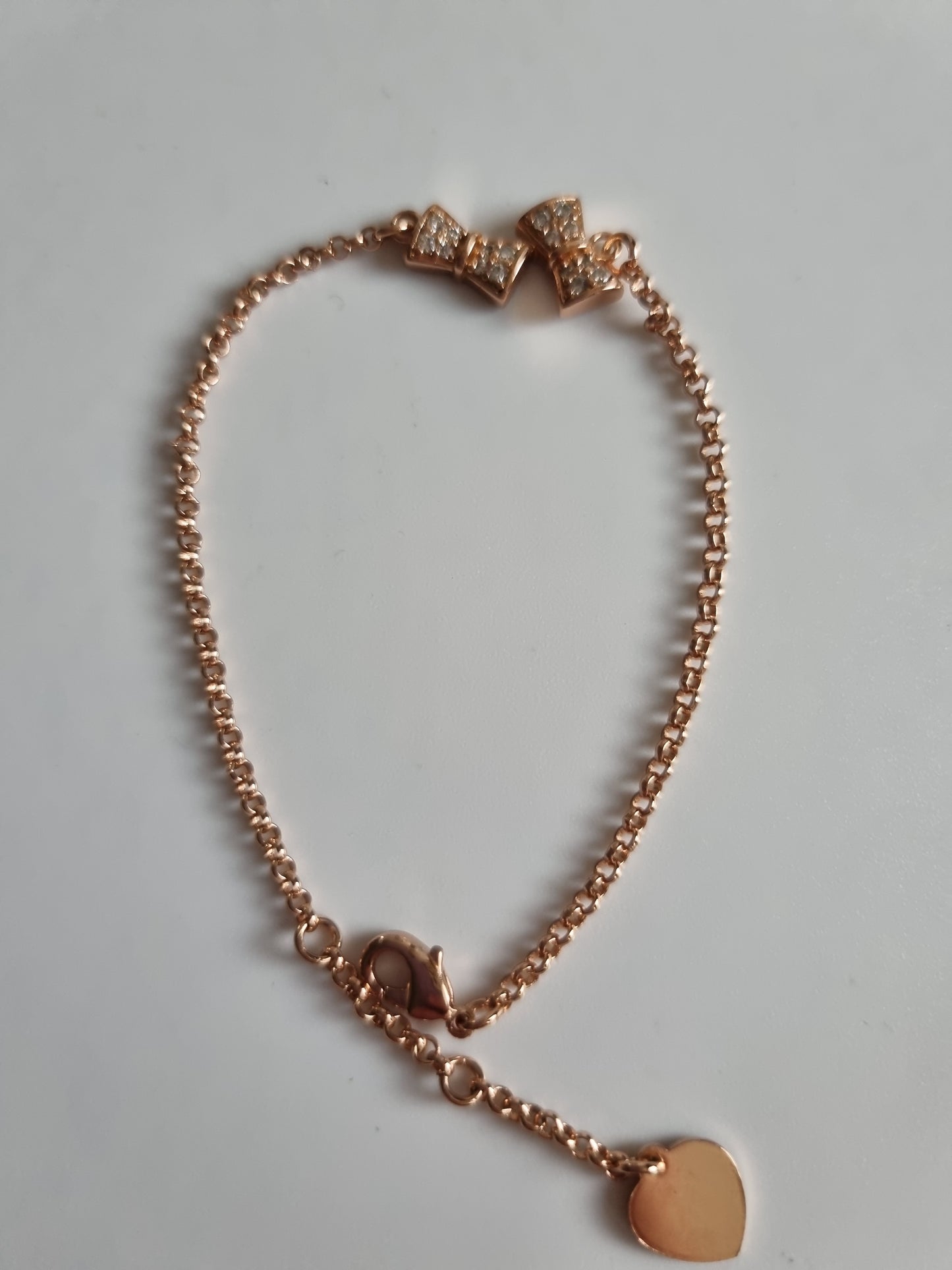 Rose gold plated chain bracelet with zircon crystals hypoallergenic