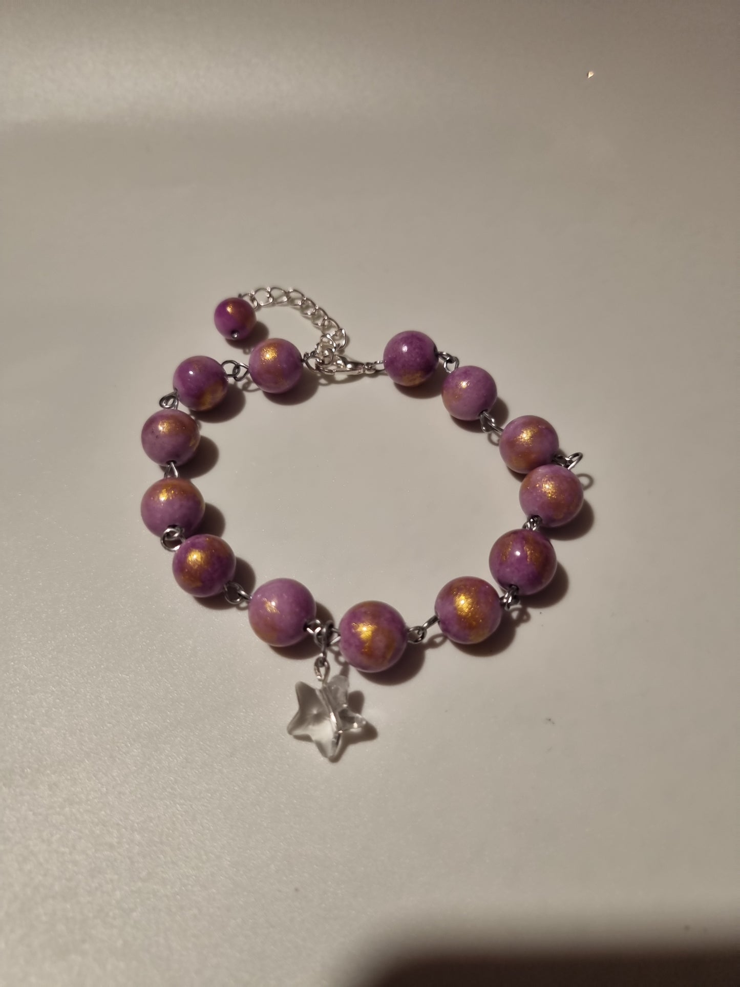 Handmade natural crystal purple jade with sw.crystal star