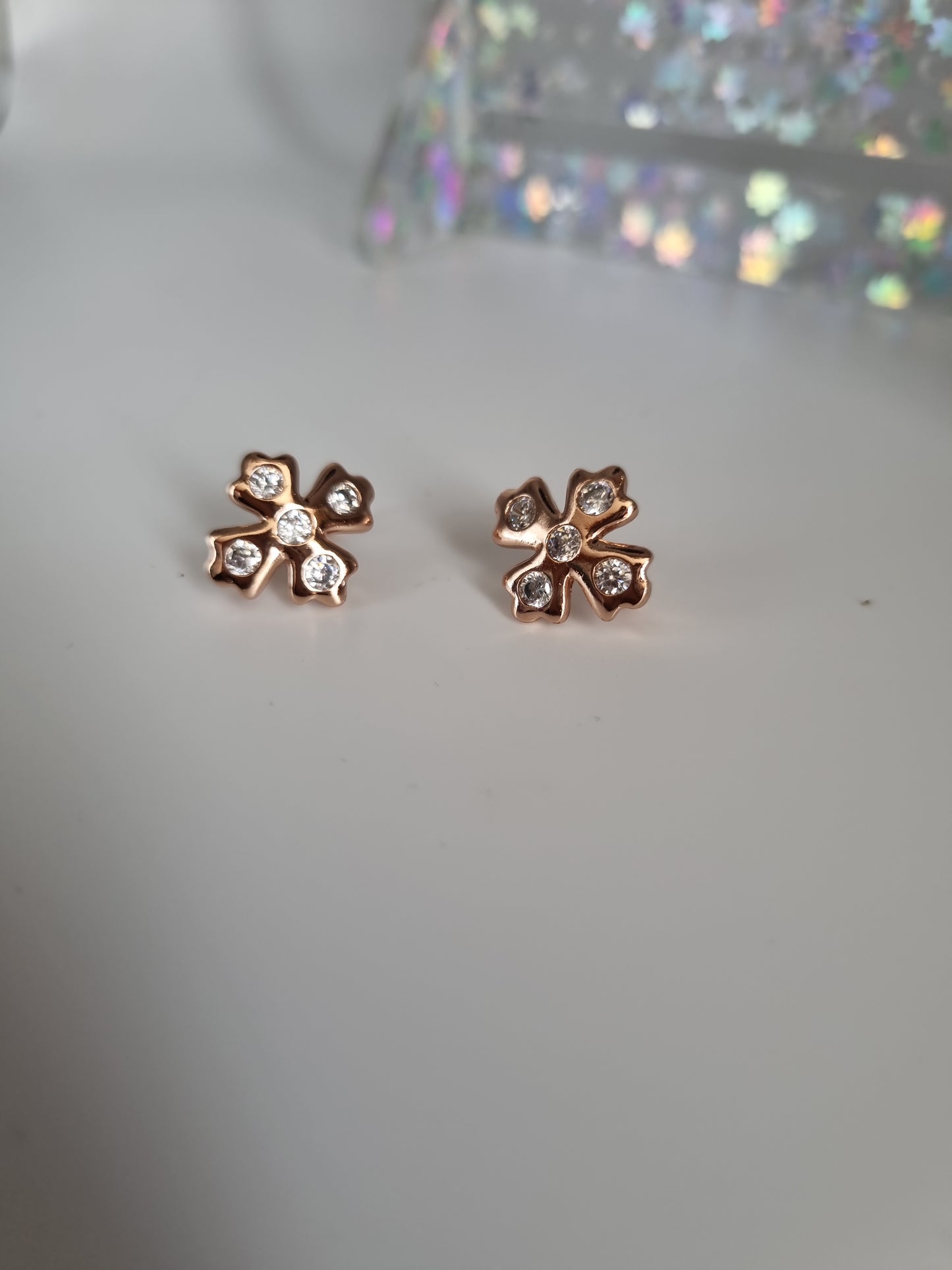 Rose gold plated earrings with zircon stone free nickel hypoallergenic waterproof