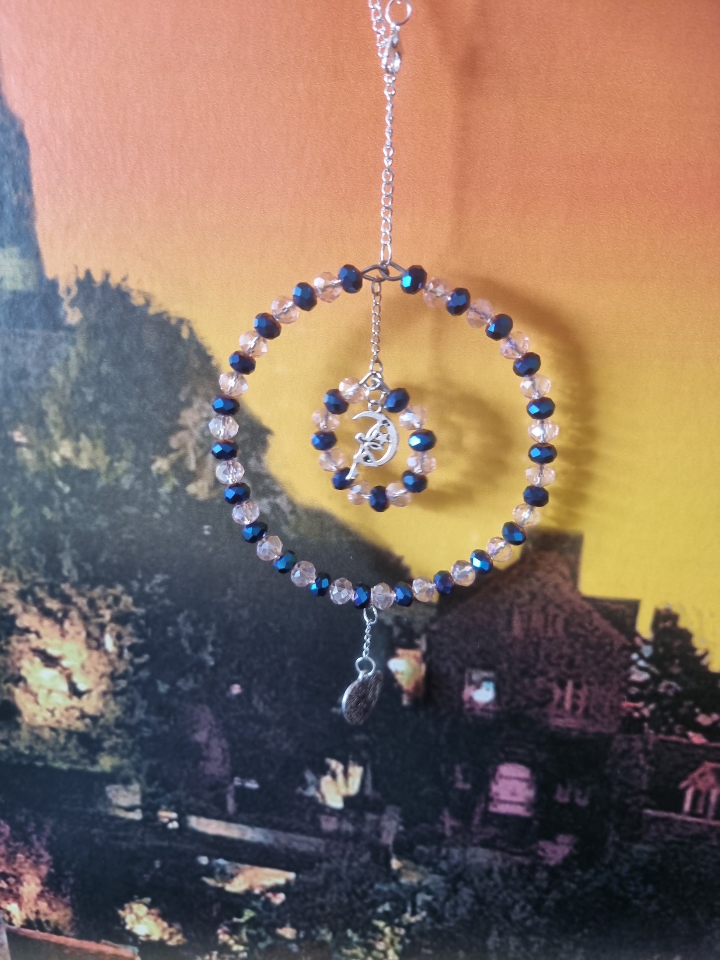 Sun catcher with glass crystal beads faceted beautiful color sparkling