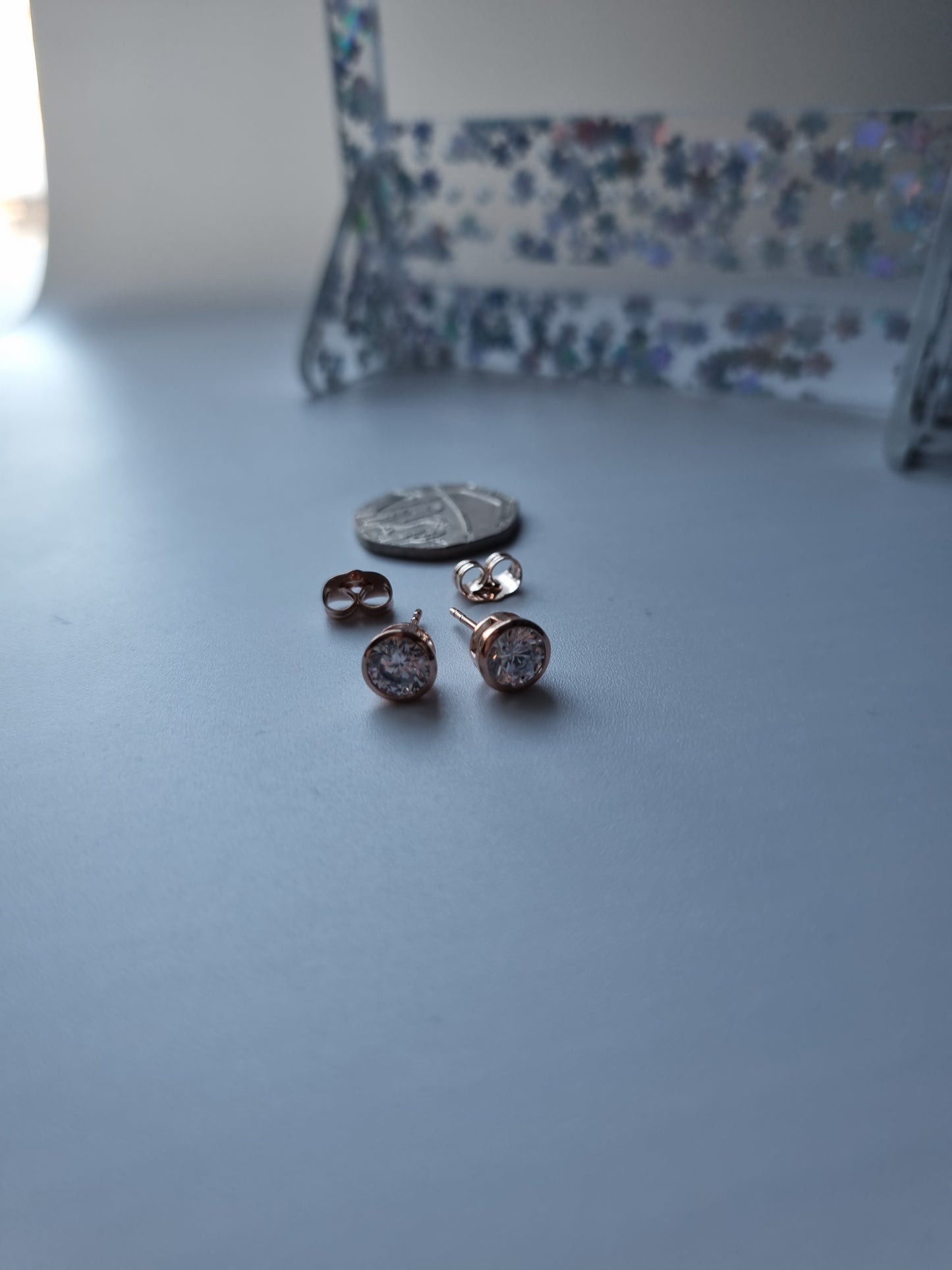 Rose gold plated earrings Studs with zircon crystal