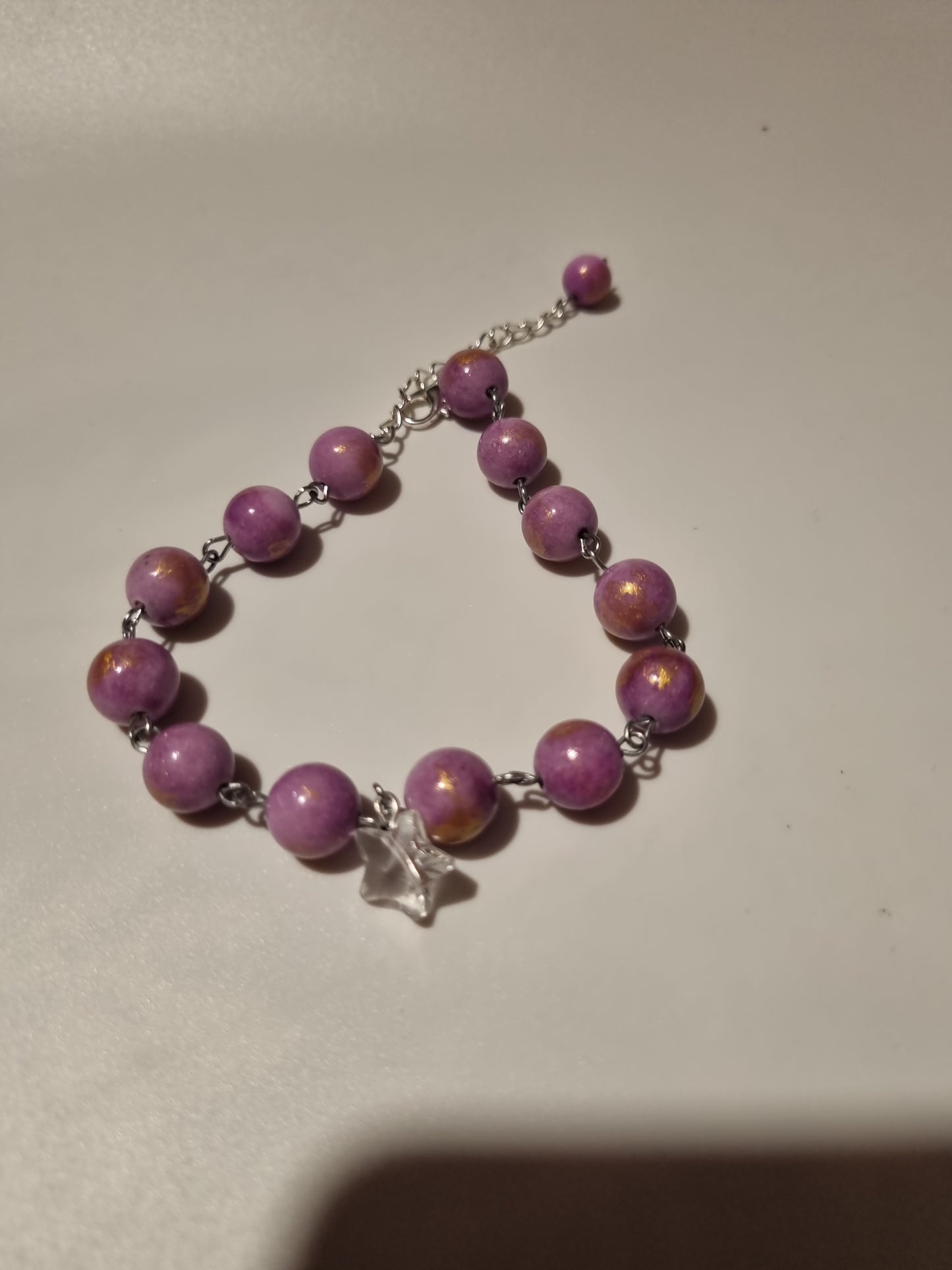 Handmade natural crystal purple jade with sw.crystal star