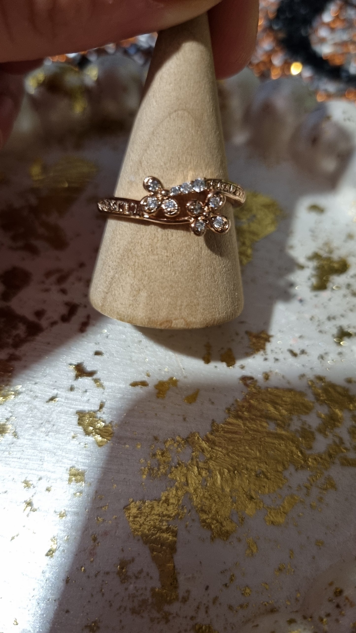 Rose gold plated rings with zircon stone