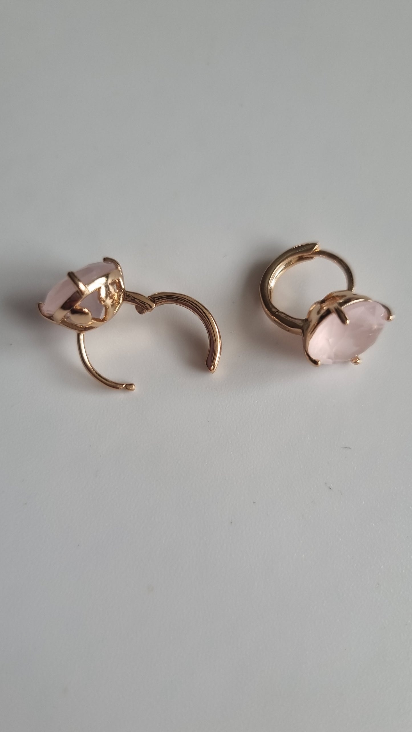 18kr.gold plated earrings waterproof free nickel hypoallergenic with zircon pink stone