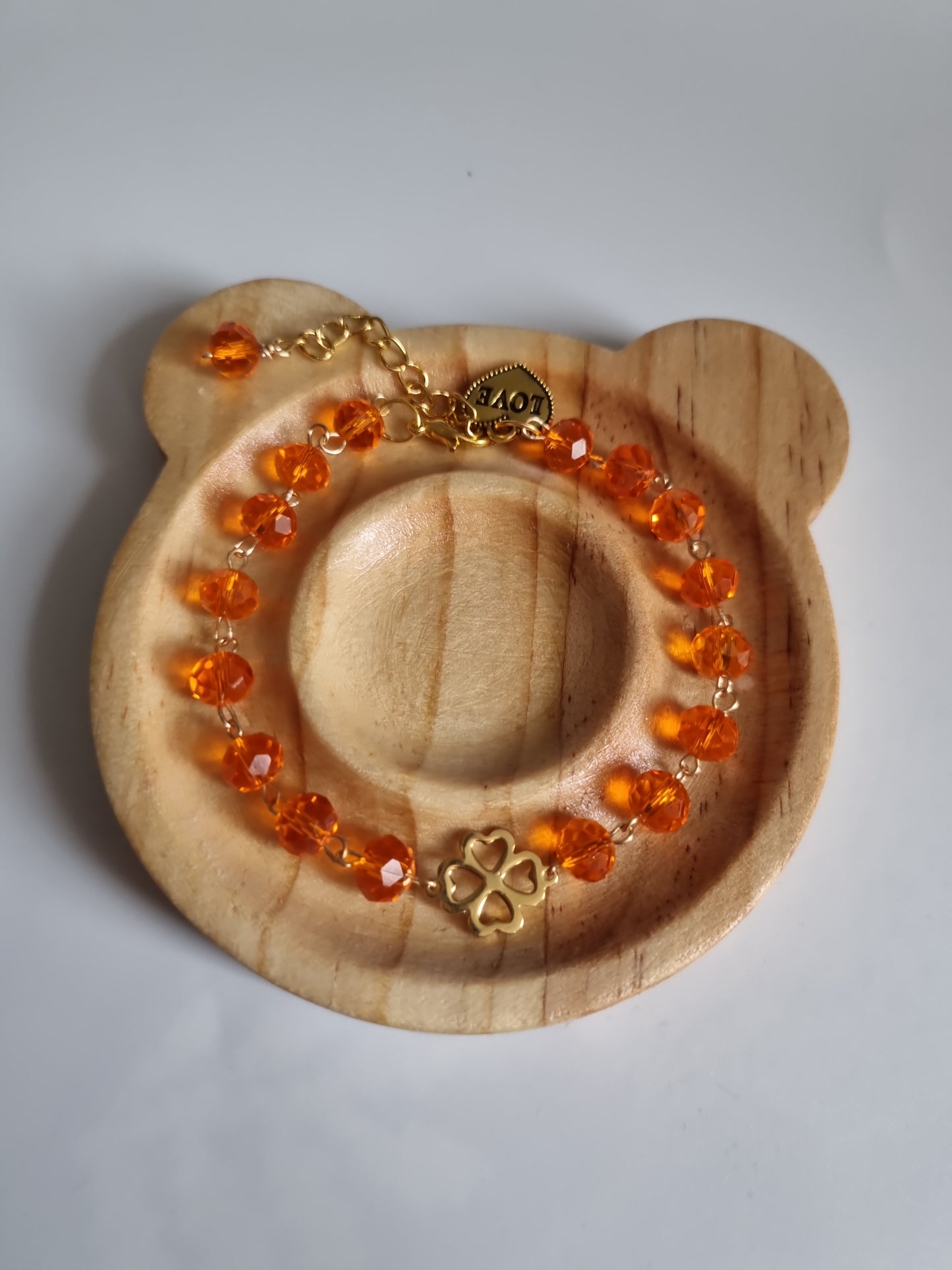 Handmade bracelets from glass beads crystal faceted beautiful color orange bracelet