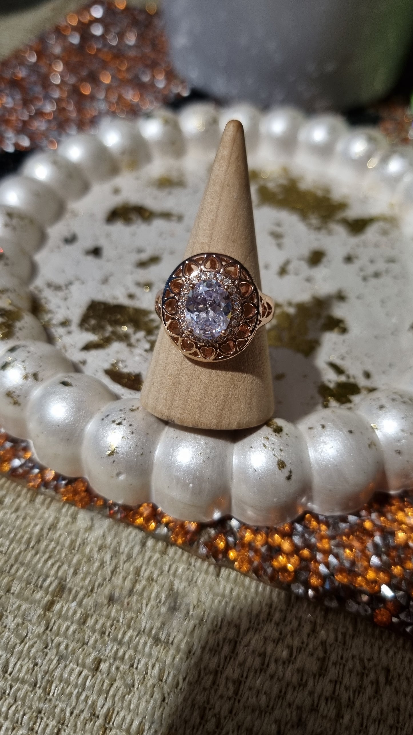 Rose gold plated rings with zircon stones